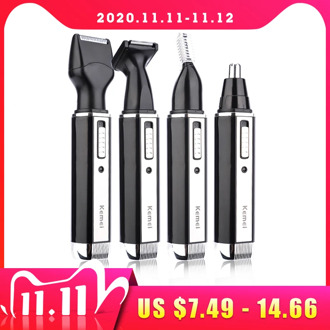 Kemei 4 in 1 Men Electric Nose Ear Hair Trimmer Rechargeable Clipper Beard Razor Eyebrow Shaver Hair Removal