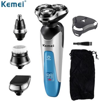 Kemei 4in1 Elektrische Scheerapparaat Oplaadbare Baard Scheren Machine Scheerapparaat Voor Mannen Nat Droog Facial Gezicht Neus Oor Gezicht Reinigt eu stekker