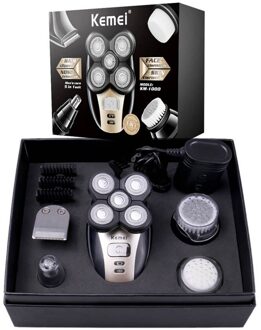 Kemei 5 In 1 Elektrische Scheerapparaat Mannen Nose Hair Trimmer Wasbare 4D Drijvende Blade Hoofd Scheren Baard Trimmer Scheerapparaat Neus haar Cutter met doos