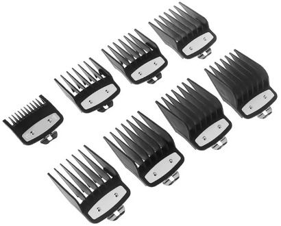 Kemei 8pcs Professional Cutting Guide Comb Black for Wahl with Metal Clip #3171-500-1/8" to 1"Set High Quality and Brand New
