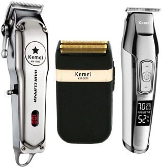 Kemei All Metal Professional Electric Hair Clipper Rechargeable Hair Trimmer Haircut Shaving Machine Kit KM-1996 KM-5027 KM-2024