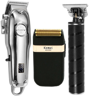 Kemei All Metal Professional Electric Hair Clipper Rechargeable Hair Trimmer Haircut Shaving Machine KM-1986+PG KM-T9 KM-2024