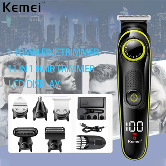 KEMEI Barber Hair Clipper Professional 11 In 1 Hair Trimmer For Men Beard Electric Hair Clipper Cutting Hair Machine Trimmer