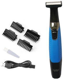 Kemei Een Blade Scheerapparaat Mannen Gezicht Baard Scheermes Elektrische Manscaped Body Trimmer Professionele Ontharing Scheren Machine Km 1910 blauw