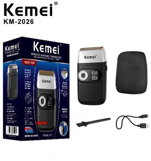 Kemei Elektrische Scheerapparaat Oplaadbare Elektrische Baard Trimmer Scheren Machine For A Mannen Twin Blade Wasbare Vergeldende Oranje