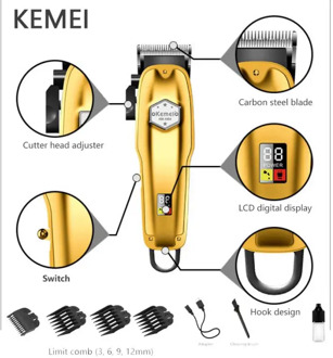 Kemei Hair Clipper Oil Head Electric Clipper Hair Trimmer For Men Barber Body Stainless Steel Fader Electric Hair Clippers Men