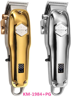 kemei hair trimmer KM-1984+PG rechargeable hair clipper cordless Professional haircut machine oil head trimmer metal body