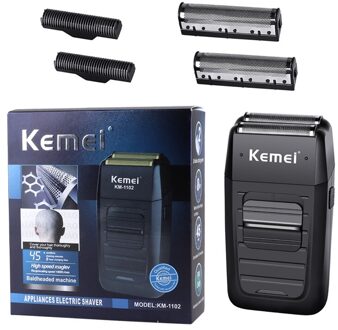 Kemei KM-1102 Cordless Scheerapparaat Voor Mannen Dual Blades Baard Trimmer Vergeldende Kaal Headed Scheermessen Oplaadbare Kapsel Machine met doos en blade