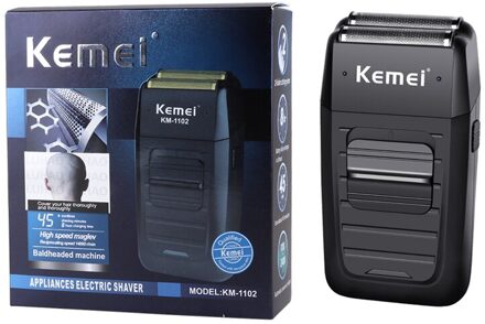 Kemei KM-1102 Cordless Scheerapparaat Voor Mannen Dual Blades Baard Trimmer Vergeldende Kaal Headed Scheermessen Oplaadbare Kapsel Machine met doos nee blade