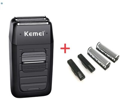 Kemei KM-1102 Oplaadbare Draadloze Scheerapparaat Voor Mannen Twin Blade Vergeldende Baard Scheermes Gezichtsverzorging Multifunctionele Sterke Trimmer 1102add mes net