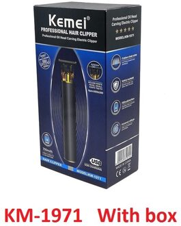 Kemei KM-1971 Elektrische Tondeuse Oplaadbare Cordless Voor Mannen Baard Trimmer 0 Mm Kaalhoofdige Tondeuse Snijmachine zwart met doos