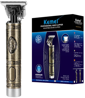 KEMEI KM-1974A Hair Clipper Buddha Head Metal Hair Trimmer USB Charging Beard Trimmer Professional Hair Cutting