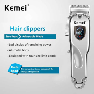 KEMEI KM-2010 Hair Clipper All Metal Hair Trimmer LED Display USB Charging Beard Trimmer Professional Hair Cutting