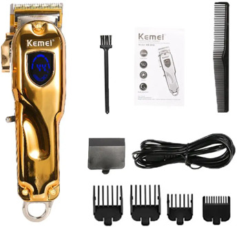 Kemei KM-2010 Hair Trimmer Cordless Hair Cutter Barber Hair Clipper 4 Lever Blade Adjustment LCD Display Beard Trimmer