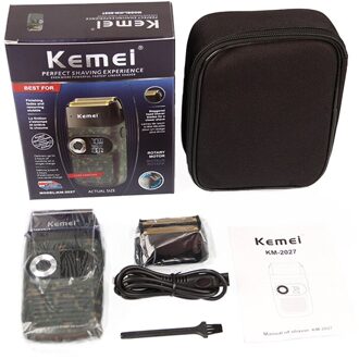Kemei KM-2026 Elektrische Cordless Razor Scheerapparaat Twin Blade Reciprocating Scheren Machine Oplaadbare Heren Elektrische Scheerapparaten Scheermes groen geen doos