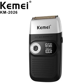 Kemei KM-2026 Elektrische Cordless Razor Scheerapparaat Twin Blade Reciprocating Scheren Machine Oplaadbare Heren Elektrische Scheerapparaten Scheermes zwart met doos