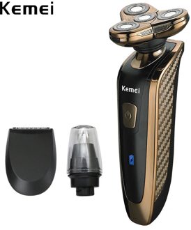 Kemei Oplaadbare Elektrische Scheerapparaat Wasbare Trimmer Gezicht Mannen Scheren Machine Baard 3D Elektrische Scheermes