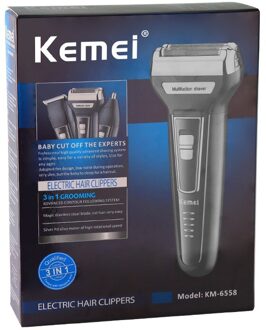 Kemei Professionele 3 In 1 Twin Blade Elektrisch Scheerapparaat Kapper Reizen Veilig Gebruik Voor Mannen Vrouwelijke Gezicht Baard Scheren Machine 35D met doos