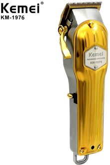 Kemei Professionele Alle Metalen Tondeuse Mannen Elektrische Tondeuse Vervagen Haar Snijder Kapsel Machine Kapper KM-1977 KM-1976 1976 goud met doos / uk plug