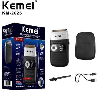 Kemei Shaper Folie Elektrisch Scheerapparaat Hoofd Scheren Machine Rotary Motor Elektrische Scheermes Voor Mannen Professionele Haar Reiniging Scheerbeurt Add extra mes net