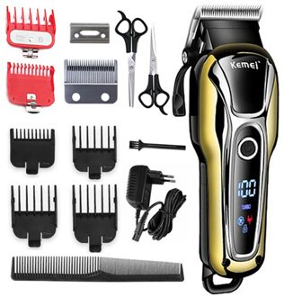 Kemei Tondeuse Professionele Tondeuse In Tondeuse Voor Mannen Elektrische Trimmers Lcd Display Machine Kapper Haar Snijder 5 6comb 1hoofd scissors