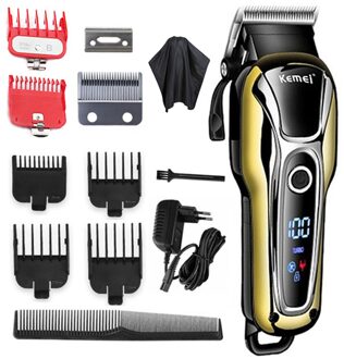Kemei Tondeuse Professionele Tondeuse In Tondeuse Voor Mannen Elektrische Trimmers Lcd Display Machine Kapper Haar Snijder 5 6combs 1hoofd cloth