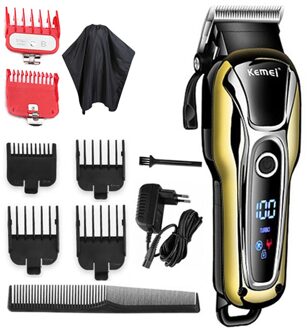 Kemei Tondeuse Professionele Tondeuse In Tondeuse Voor Mannen Elektrische Trimmers Lcd Display Machine Kapper Haar Snijder 5 6combs cloth