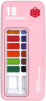 Kemila 12/18/24/36/Kleur Solide Aquarel Set Basic Neone Glitter Aquarel Verf Voor Tekenen art Verf Levert 18 kleuren roze