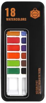 Kemila 12/18/24/36/Kleur Solide Aquarel Set Basic Neone Glitter Aquarel Verf Voor Tekenen art Verf Levert 18 kleuren zwart