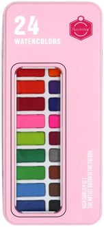Kemila 12/18/24/36/Kleur Solide Aquarel Set Basic Neone Glitter Aquarel Verf Voor Tekenen art Verf Levert 24 kleuren roze