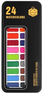 Kemila 12/18/24/36/Kleur Solide Aquarel Set Basic Neone Glitter Aquarel Verf Voor Tekenen art Verf Levert 24 kleuren zwart