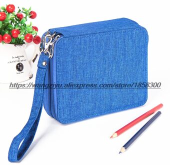 Kemila 72 Houders Waterdichte Handy School Potloden Case Grote Capaciteit Gekleurde Potlood Tas Voor Student Kunst Levert Blauw