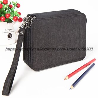 Kemila 72 Houders Waterdichte Handy School Potloden Case Grote Capaciteit Gekleurde Potlood Tas Voor Student Kunst Levert zwart