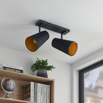 Kemoni wandlamp, 2-lamps zwart, goud