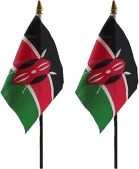 Kenia - 2x - mini vlaggetje van 10 x 15 cm op stokje - Landen vlag - H27 cm