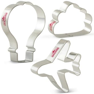 Keniao Air Travel Cookie Cutters Set Voor Kids-3 Stuk-Vliegtuig, cloud En Luchtballon Snijders-Rvs