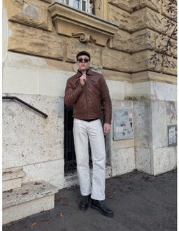 Kent leren jas Bruin - S