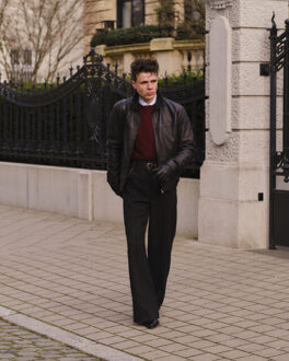 Kent leren jas Zwart - S