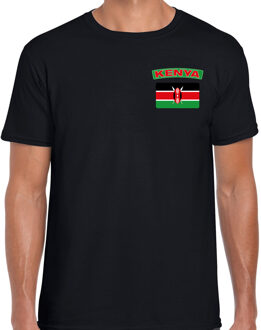 Kenya / Kenia landen shirt met vlag zwart voor heren - borst bedrukking 2XL