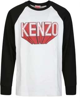 Kenzo 3D Raglan Mouw T-Shirt Kenzo , White , Heren - L,M,S