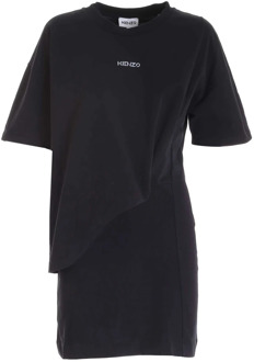 Kenzo Asymmetrische Logo T-Shirt Jurk Kenzo , Black , Dames - M