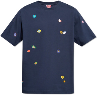 Kenzo Bedrukt T-shirt Kenzo , Blue , Heren - Xl,M,S