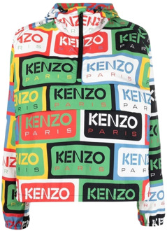 Kenzo Bedrukteylon Windbreaker Kenzo , Green , Dames - S,Xs
