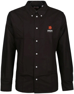 Kenzo Bloem Crest Casual Overhemd Kenzo , Black , Heren - 2Xl,L