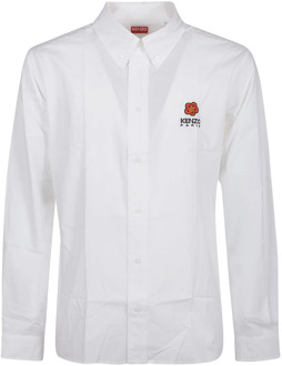 Kenzo Bloemen Crest Casual Shirt Kenzo , White , Heren - 2Xl,Xl,3Xl