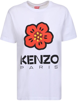 Kenzo Bloemenprint Ronde Hals T-shirt Kenzo , White , Dames - L,M,S,Xs