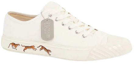 Kenzo Crème Canvas Lage Sneakers Kenzo , White , Heren - 43 Eu,44 EU