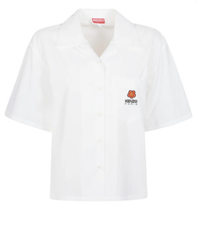 Kenzo Cropped Hawaiian korte mouw overhemd Kenzo , White , Dames - S,Xs