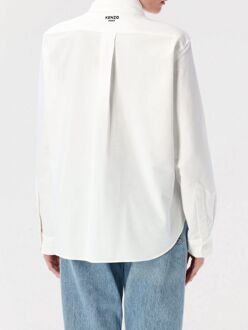 Kenzo Geborduurd Bloem Langsleeve Shirt Wit