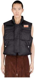 Kenzo Gewatteerd Cargo Vest met Logo Patch Kenzo , Black , Heren - 2Xl,L,M